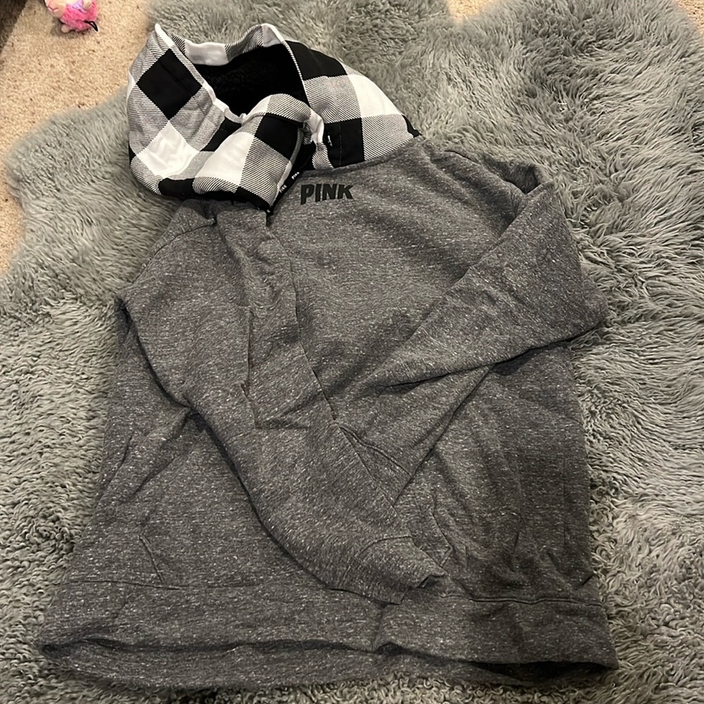 PINK hoodie plaid hood